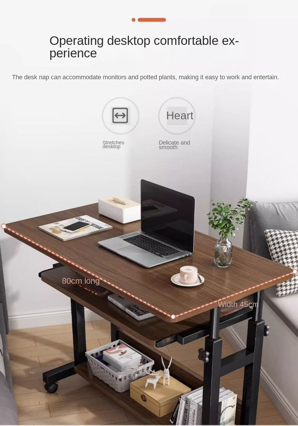 Movable Bedside Laptop Table Computer Table With Wheels Study Desk Bed ...