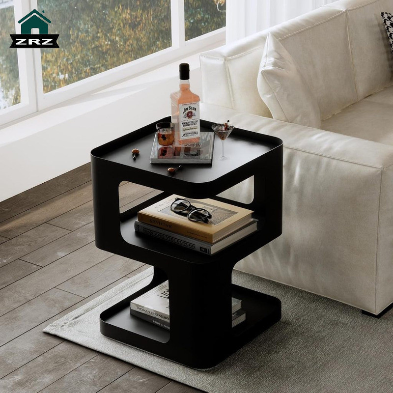 Metal Nightstand Small Bedside Living Room Side Table Rack with 3 Tiers ...