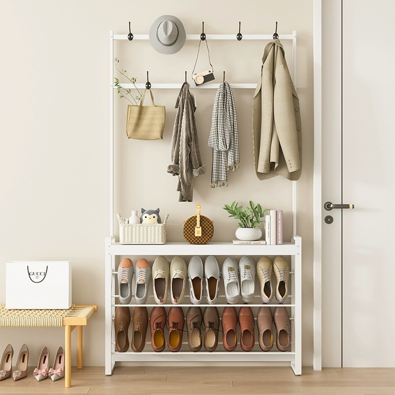 Ultra-Thin17cm Shoe Rack and Coat Rack Integrated Steel Household ...
