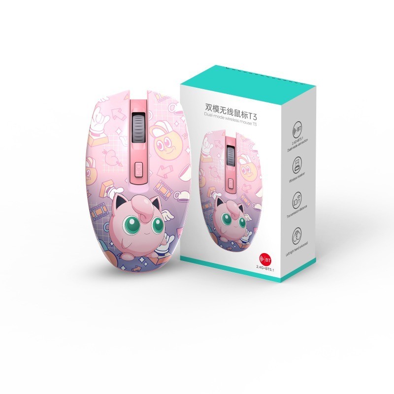 Pokémon T3 Wireless Mouse Pikachu Cute Silent Rechargeable Mice 2.4G ...