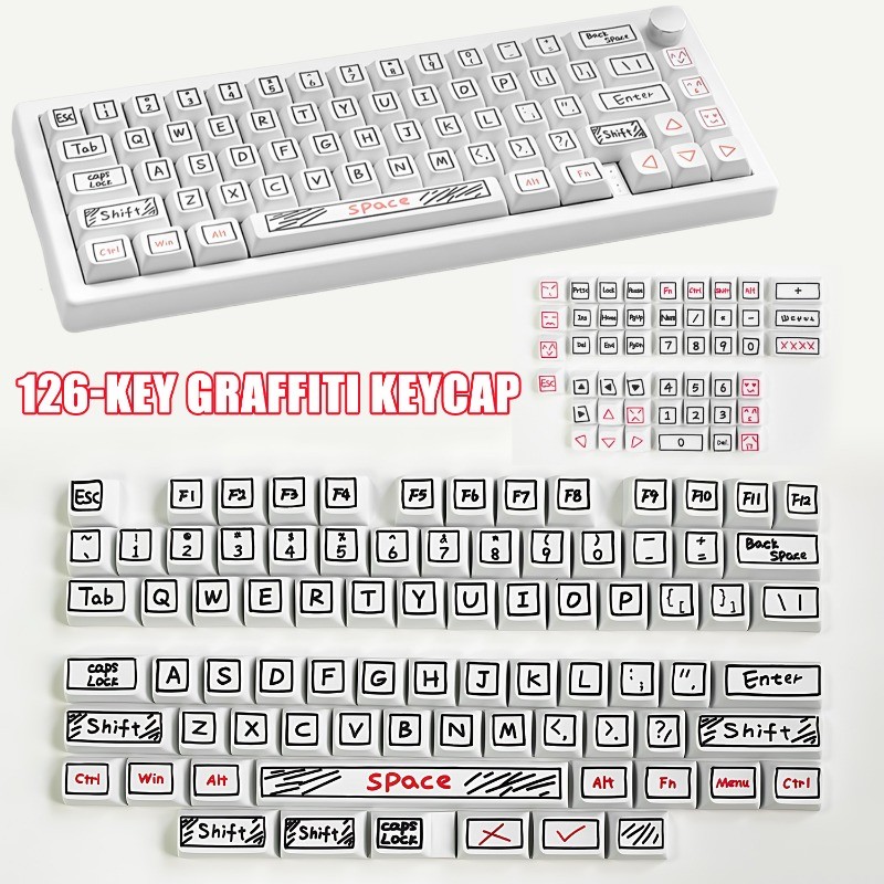 126 Keys Graffiti Keycap - Creative XDA Keycap Set - Artistic Graffiti ...