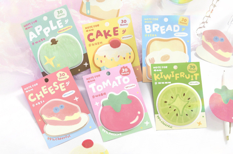 30 pcs Fruit Shaped Sticky Notes Fruit Sticky Cute Summer Self Note ...