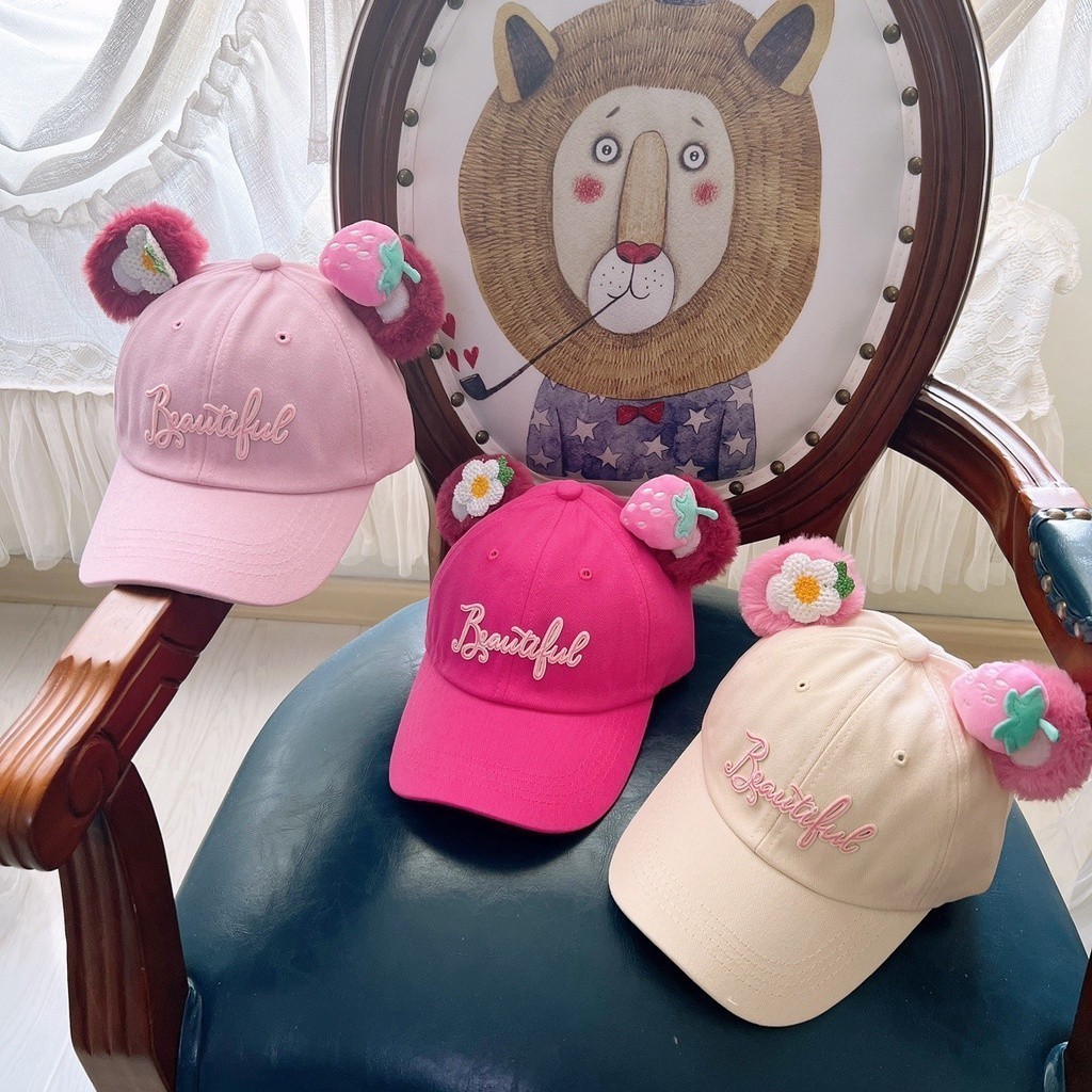 Lotso Baseball Cap Strawberry Bear Baby Hat Sweet and Cute Ears Kids ...