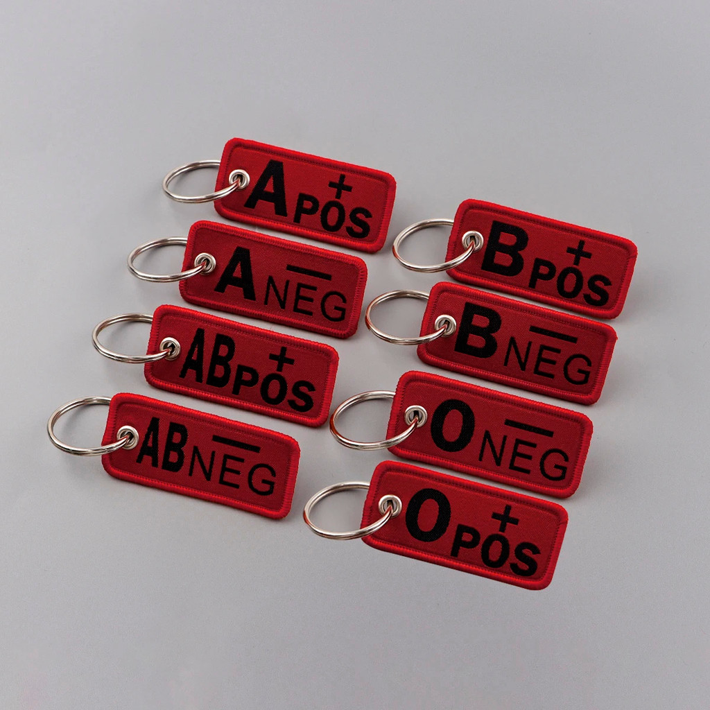 Blood Type Embroidery Key Fobs First Aid Medical Key Tags Keychain For ...