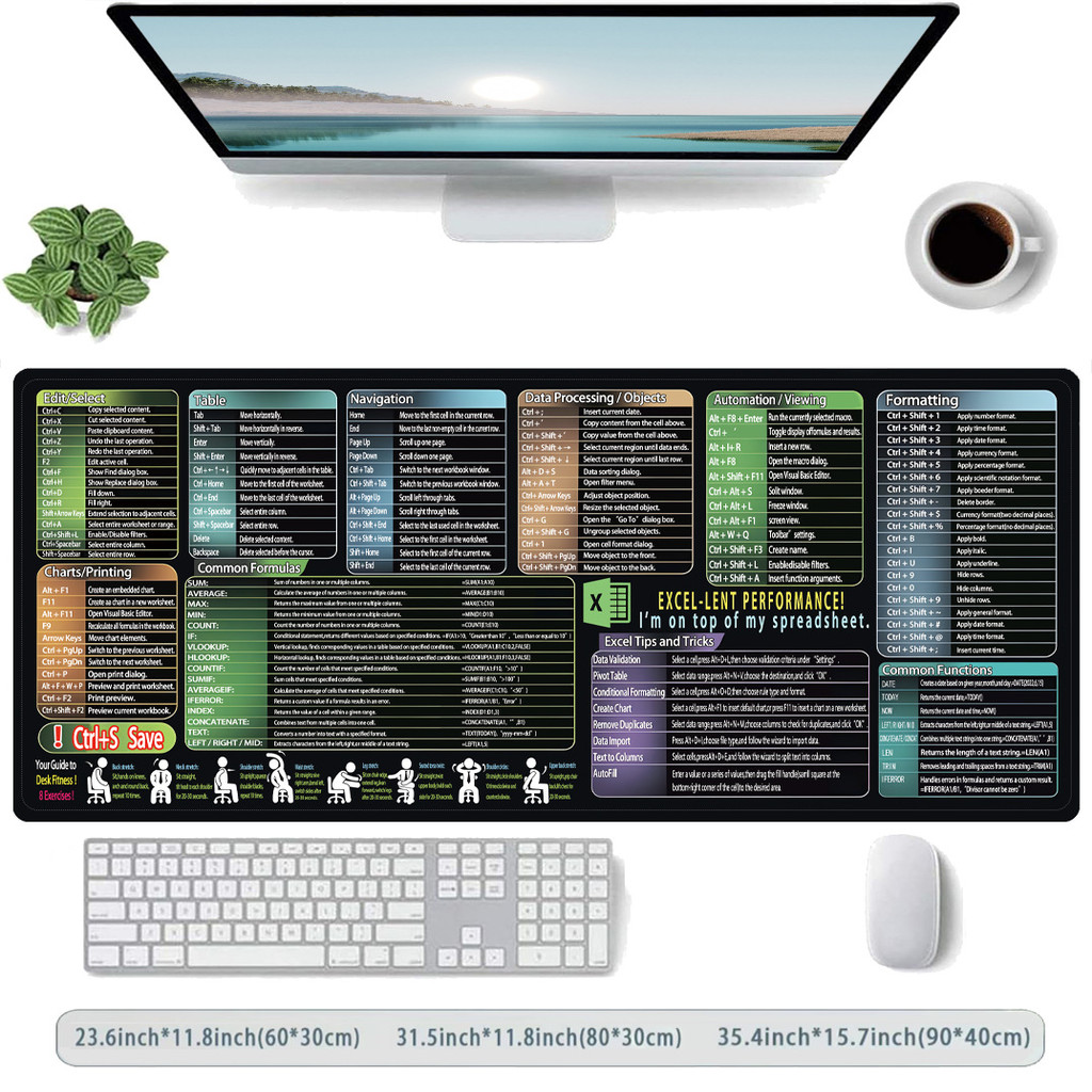Mouse Pad With Excel Shortcut KeysExcovip Mouse Pad Large Size excel ...