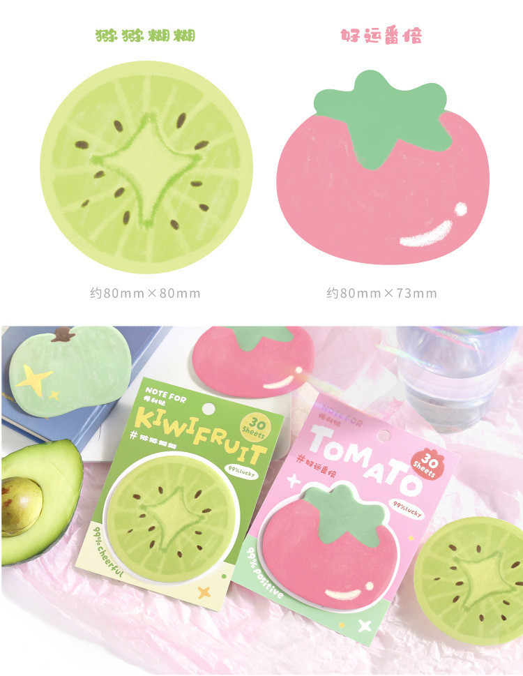 30 pcs Fruit Shaped Sticky Notes Fruit Sticky Cute Summer Self Note ...