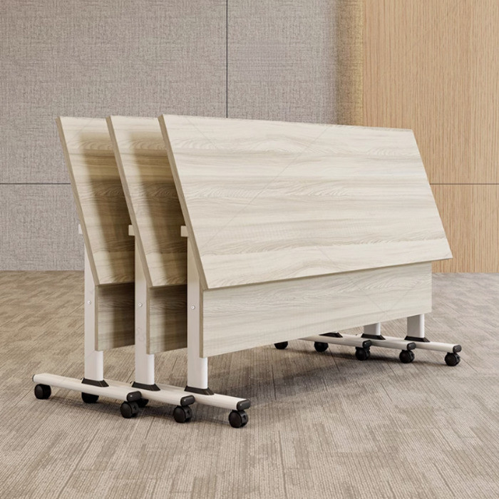 Foldable Table And Chairs Movable Splicing Long Table With Wheels ...