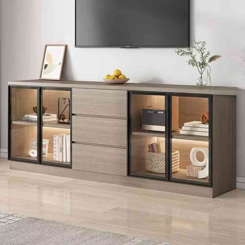 TV Floor With Drawer Cabinet Table TV Console Media Storage Soft Closer ...