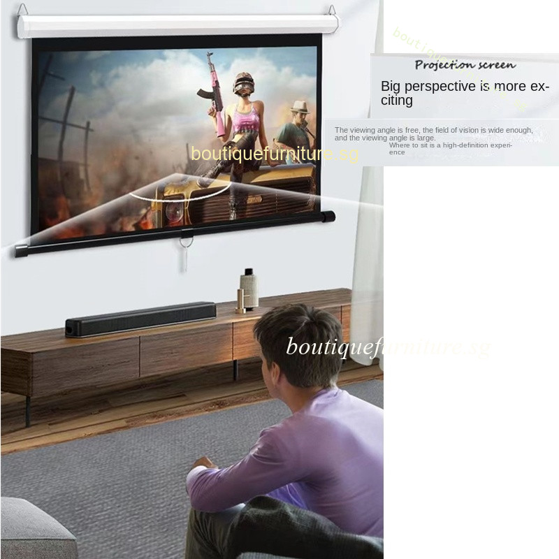 60/72/84/100/120 Inches Hand-pull Projection Screen HD Ultra-Clear ...