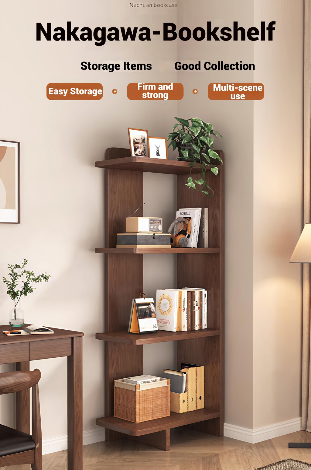 Rak Buku Serbaguna 5 Tiers Corner Bookshelf Livingroom Storage Cabinet ...