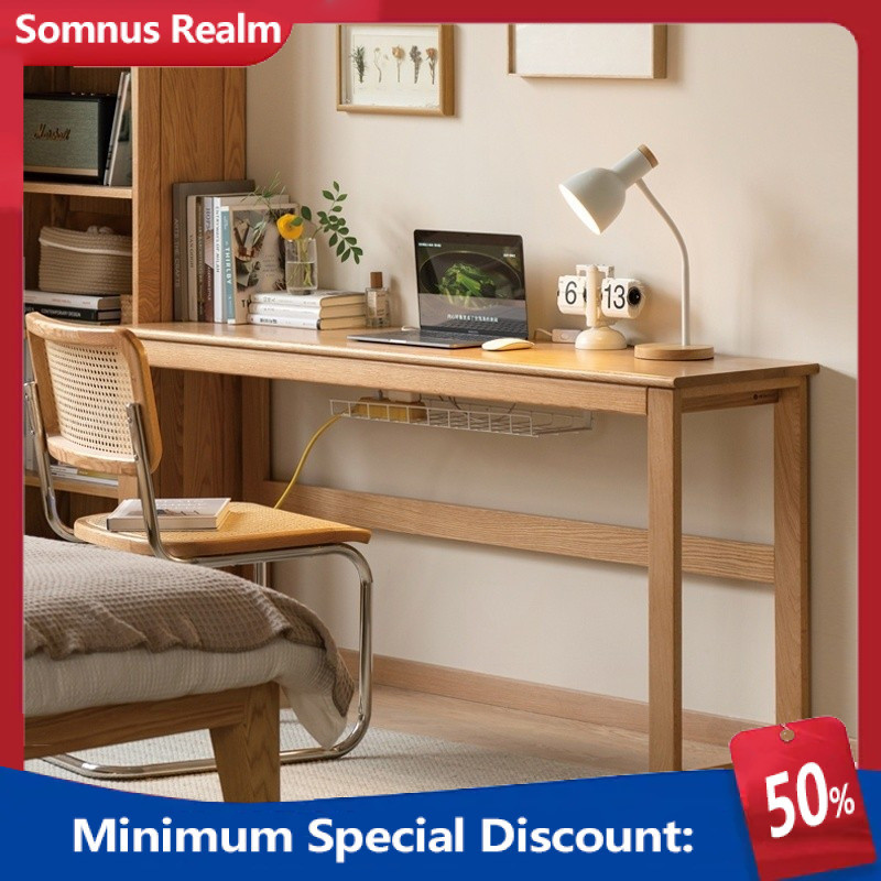 Solid Wood Office Table Simple Study Table Wall Leaning Long Study ...