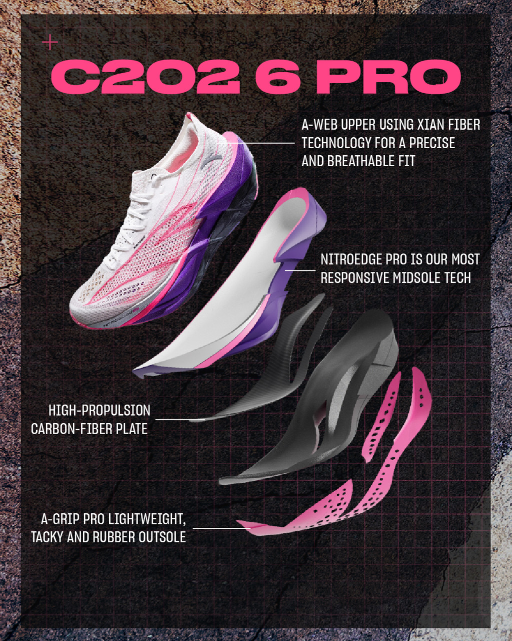 ANTA Men C202 6 PRO Professional Marathon Carbon Plated Running Shoes ...