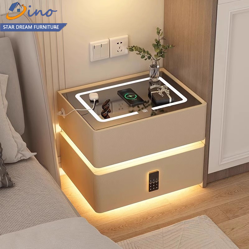 Intelligent Bedside Table With Advanced Feeling New Solid Wood Bedroom ...