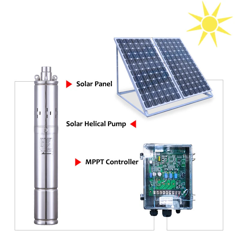 DC brushless submersible solar water pump with MPPT controller 60m ...