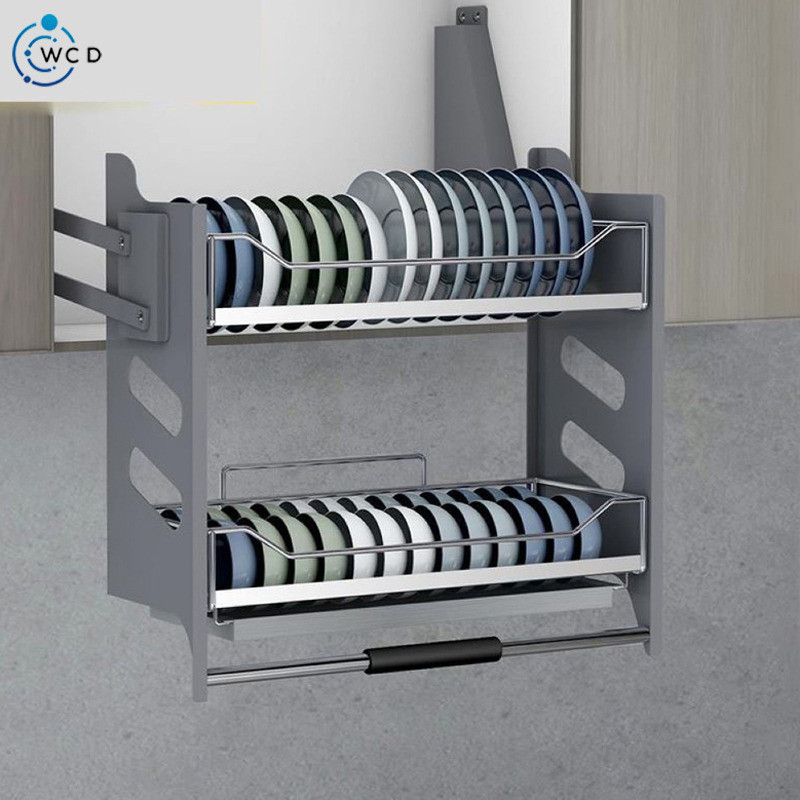 Wall Cupboard Lifting Drawer Basket Of Dishes Kitchen Cabinet Stainless ...