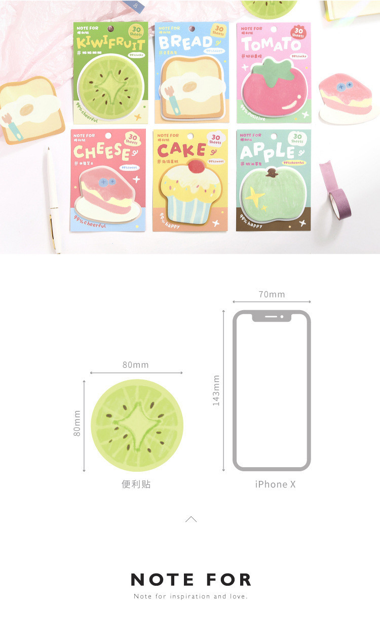 30 pcs Fruit Shaped Sticky Notes Fruit Sticky Cute Summer Self Note ...