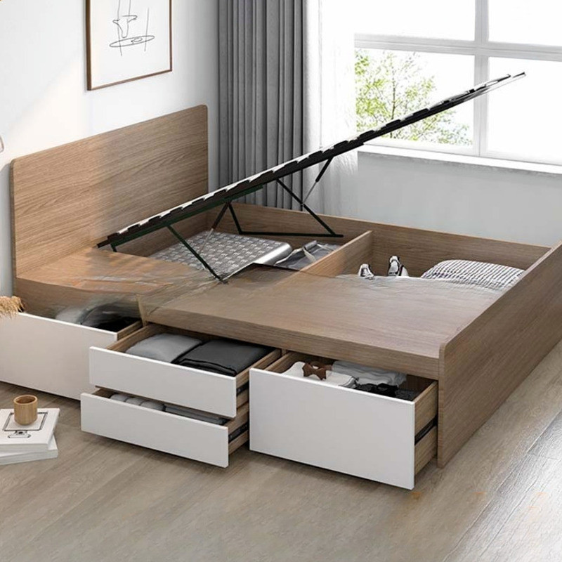 HDB Solid Wood Frame Storage bed Single/Queen/King Maximize Space Bed ...