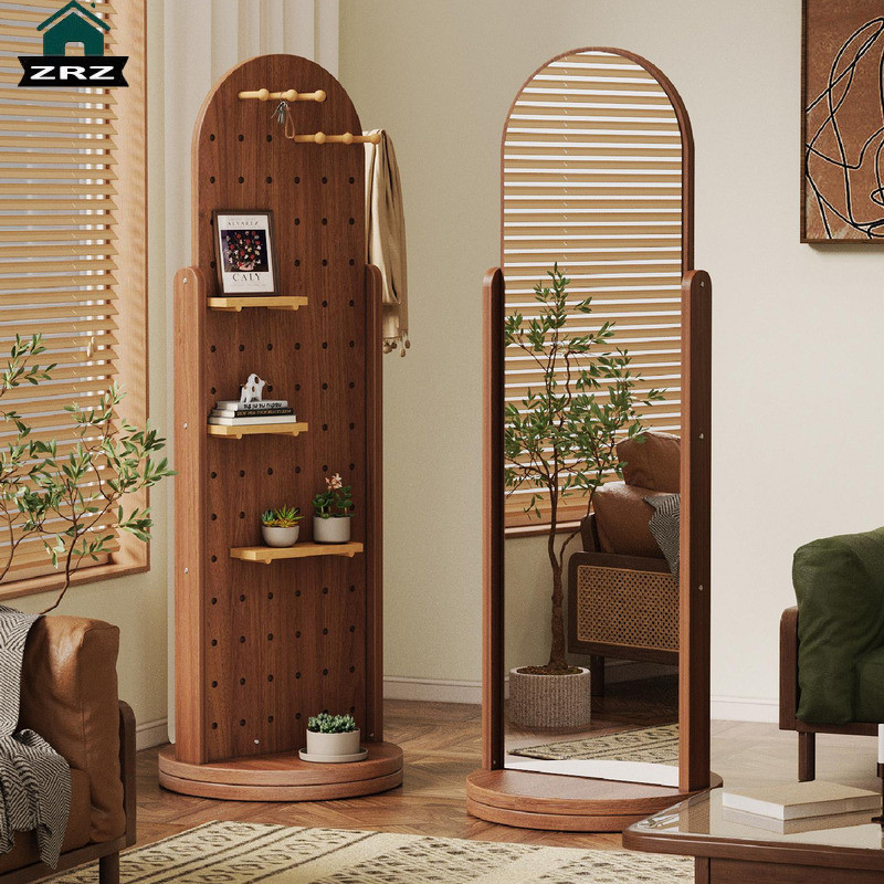 Rotating dressing mirror full body floor-standing hole board bedroom ...