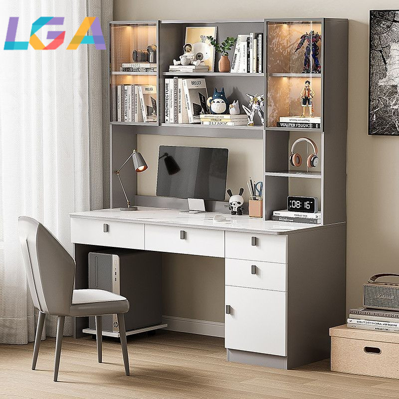 LGA Study Table Computer Solid Wood Bookshelf Integrated Bedroom Home ...