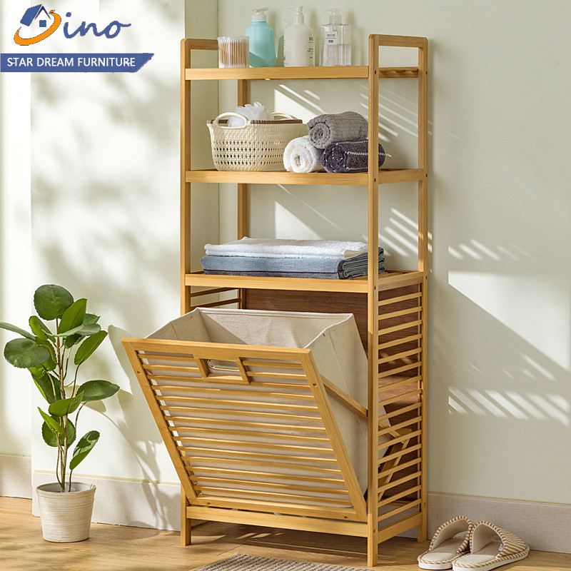 Ins Style Dirty Clothes Basket Bathroom Storage Rack Rattan Storage ...