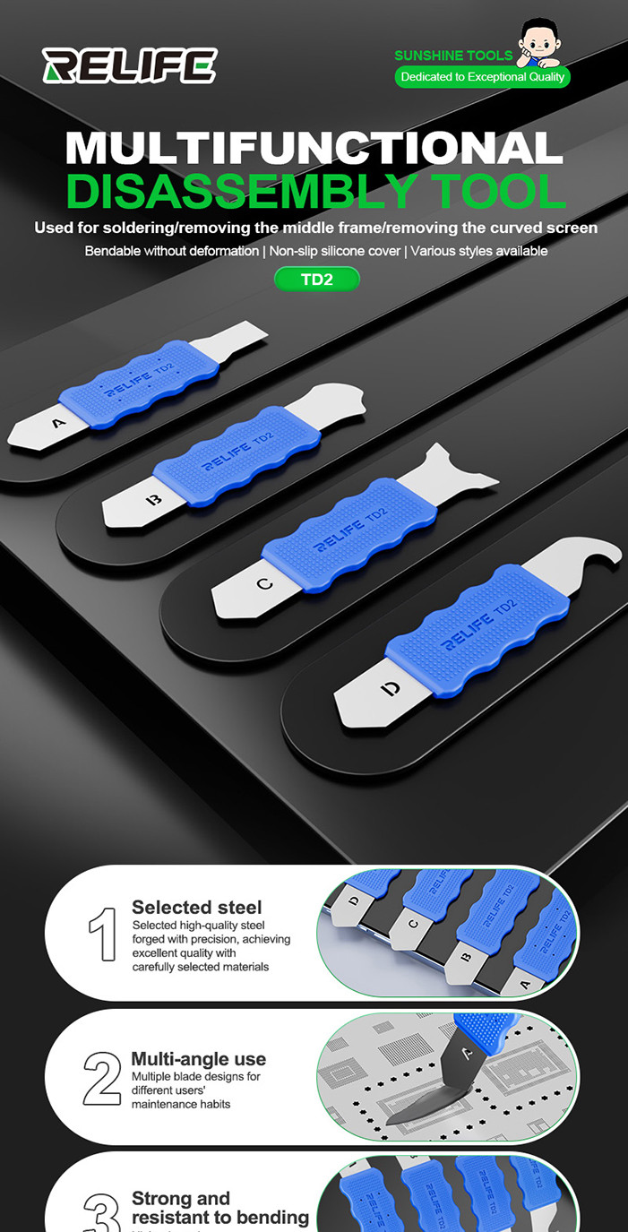 RELIFE TD2 Universal Phone Repair Tools Kit Disassembly Blades Pry ...