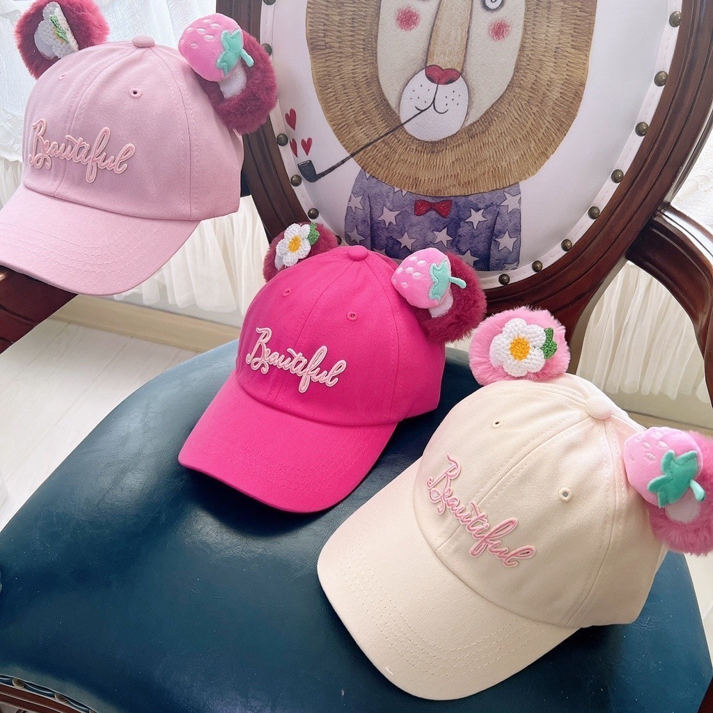 Lotso Baseball Cap Strawberry Bear Baby Hat Sweet and Cute Ears Kids ...
