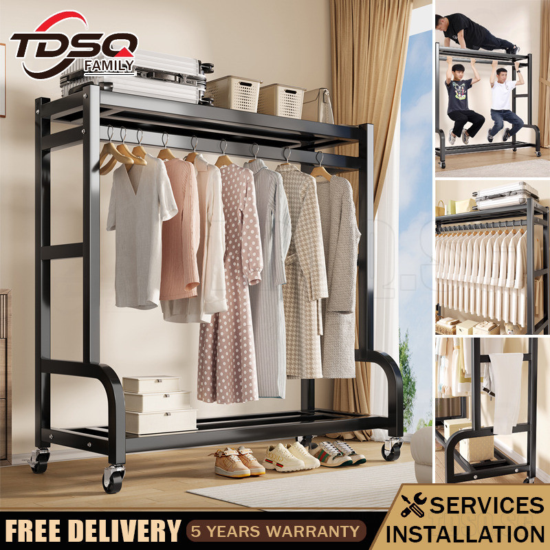 TDSQ Movable Clothes Rack Stand Clothes Hanger Rack Floor To Ceiling ...