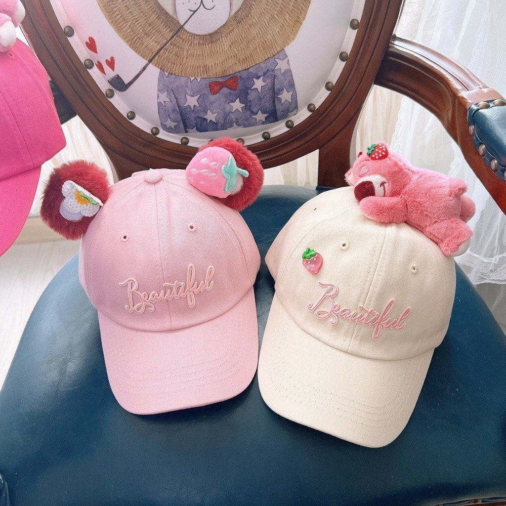 Lotso Baseball Cap Strawberry Bear Baby Hat Sweet and Cute Ears Kids ...
