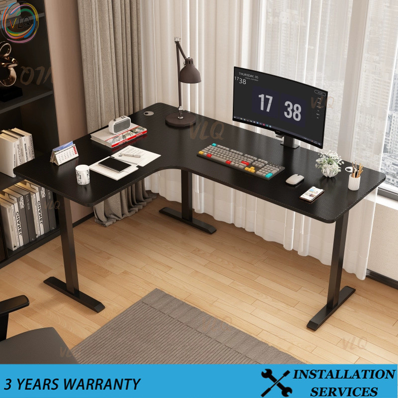 LQ Shape Height Adjustable Table Multi Size Corner Standing Desk Handly ...