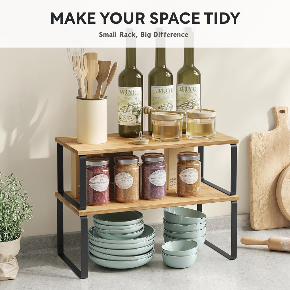 SAVE Kitchen Storage Rack Stackable Wooden Kitchen Shelf Spice Rack ...