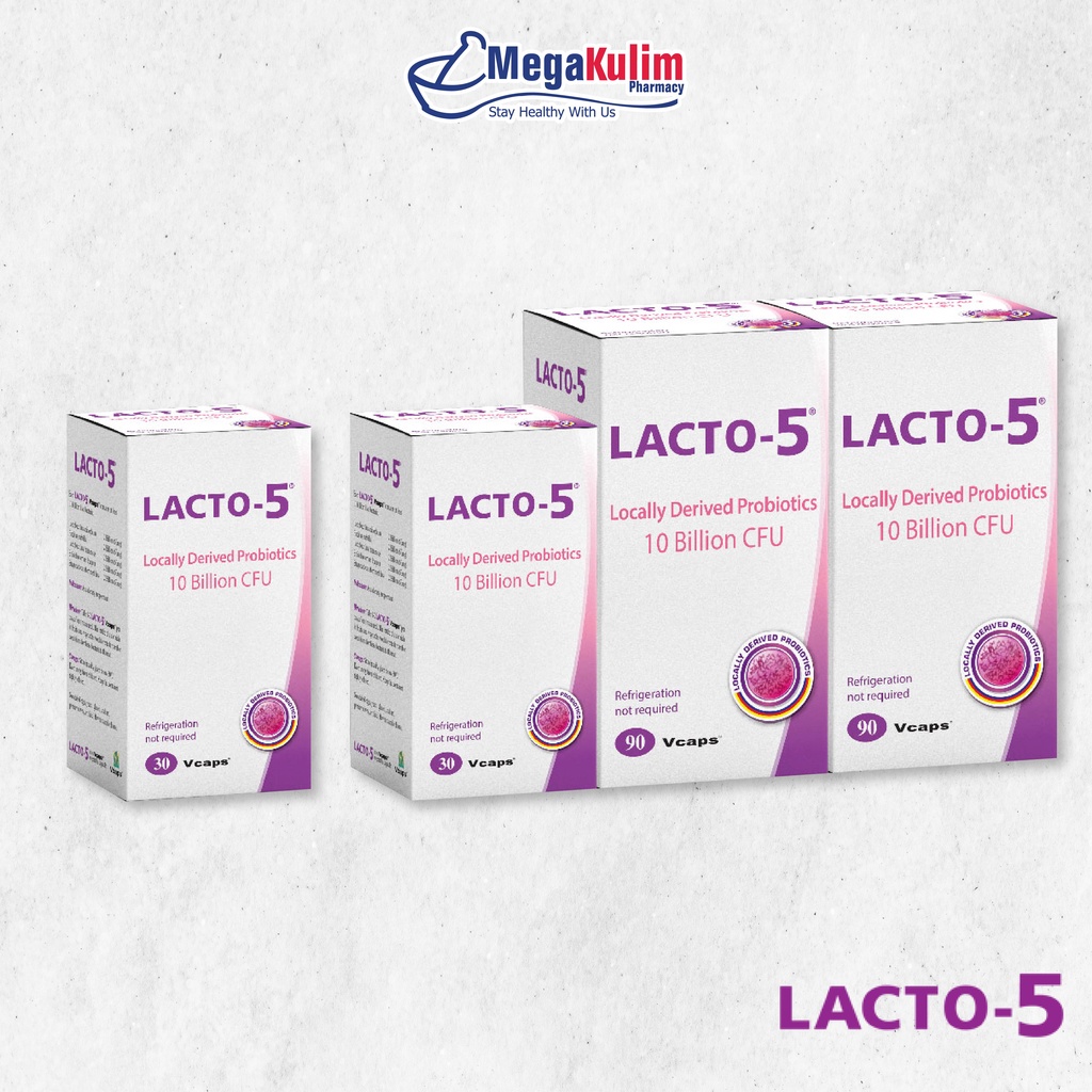 Lacto-5 Locally Derived Probiotics 10 Billion CFU (30's / 2x90's+30's ...