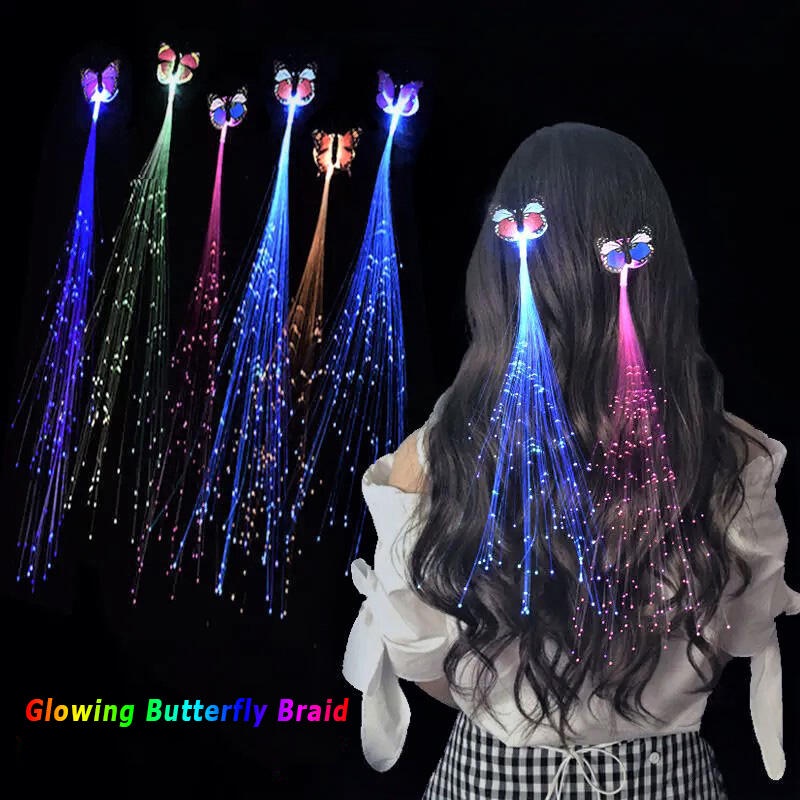 LED Hair Butterfly Clips Light up Fairy Braid Extension Hair ...