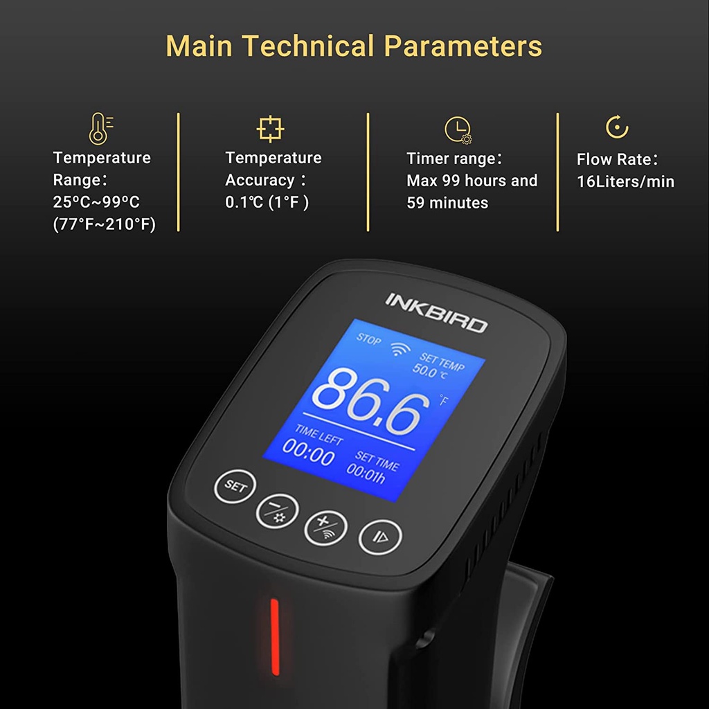 INKBIRD WIFI Sous Vide Slow Cooker Precision Timer Free App Smart WiFi ...