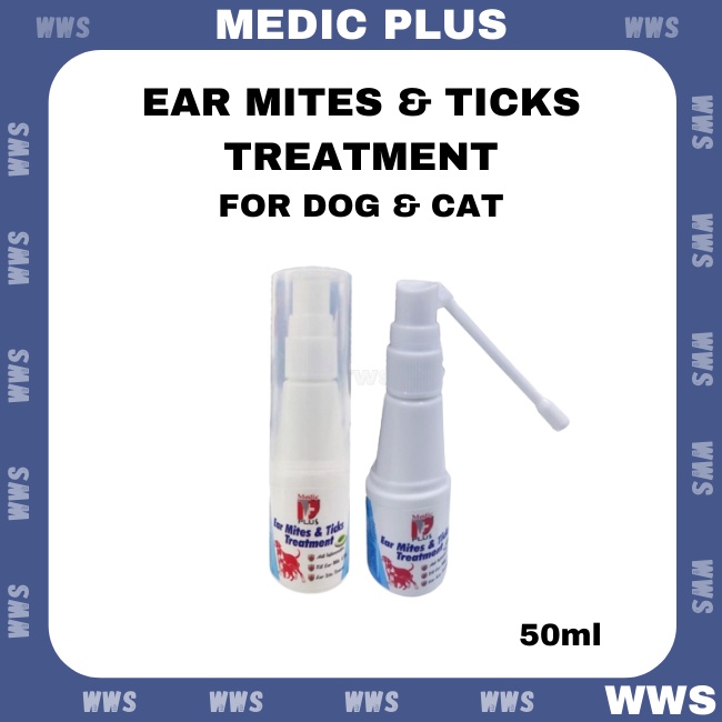 Medic Plus Ear Mites & Ticks Treatment (EMTT50) For Dog & Cat Clean Ear ...