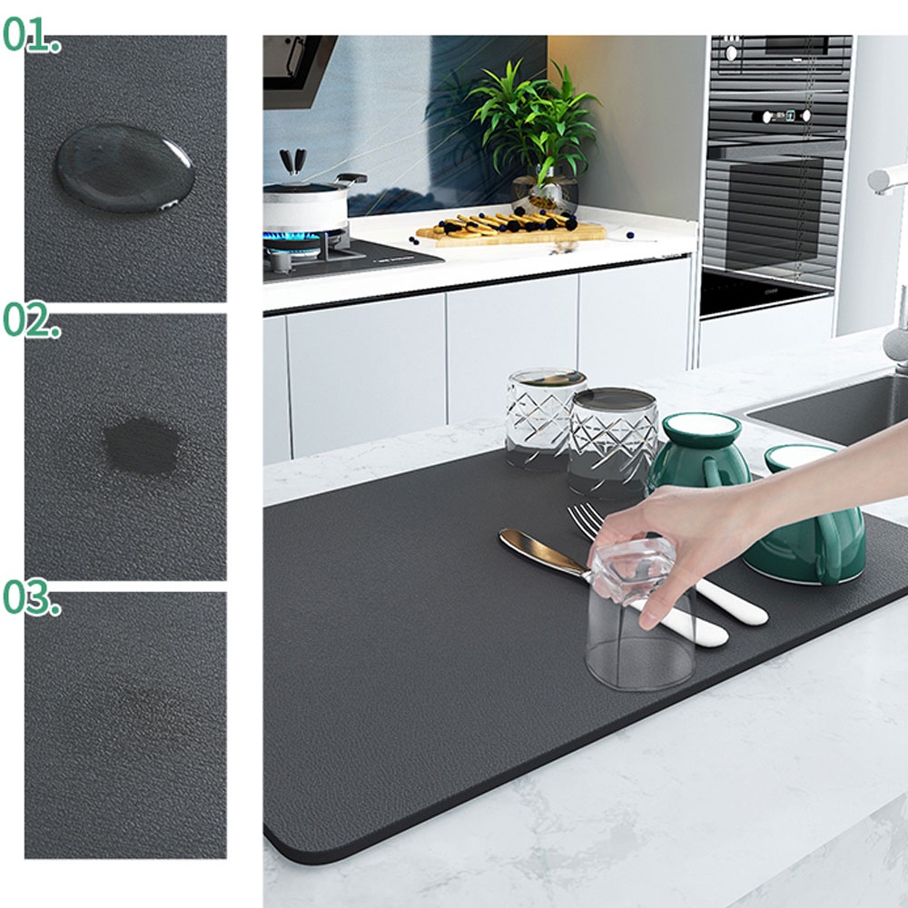 Kitchen Absorbent Draining Mat – Quick-Dry Dish and Mug Coaster for ...