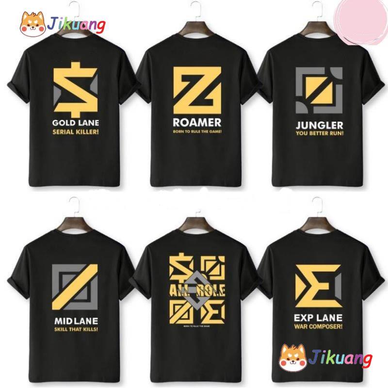 Kaos T-shirt Game Mobile Legend All Role Baju ML Custom Name MLBB Distro  Tops Men Women Role Exp Jungler Mid Lane