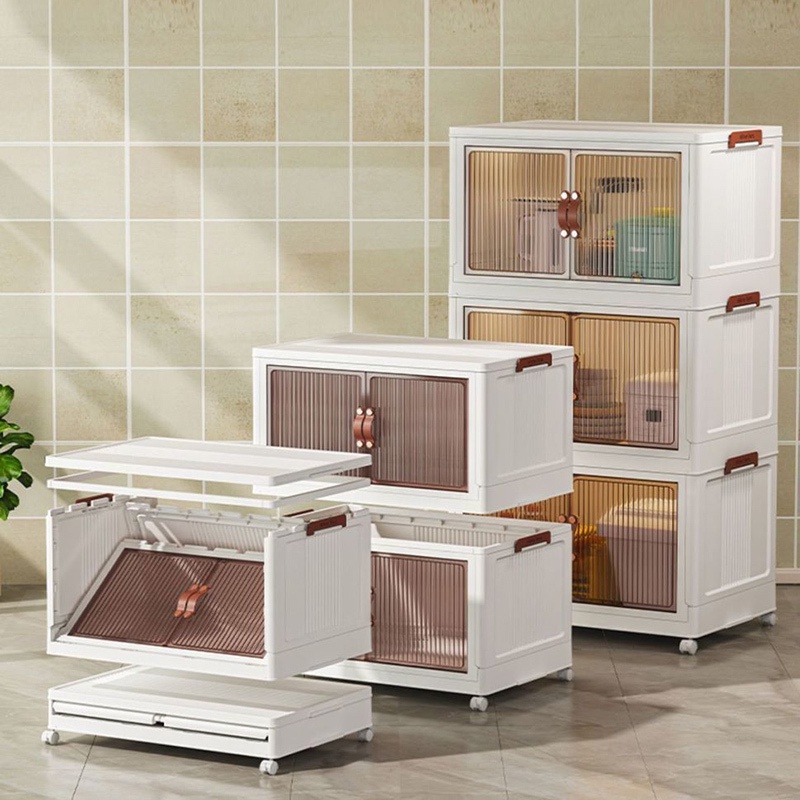 Large Double Door Open Folding Plastic Storage Box Household Clothes ...