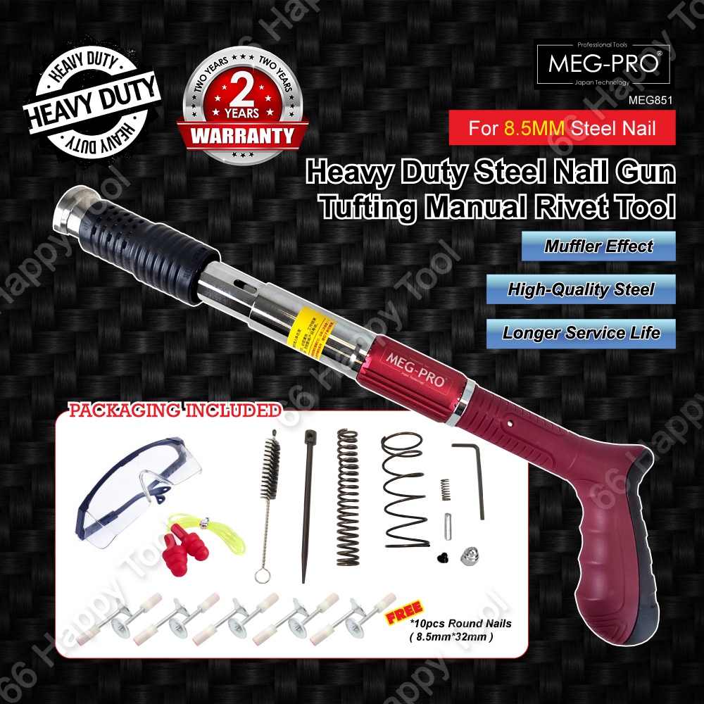 MEG-PRO MEG851 Heavy Duty Steel Nail Gun Tufting Manual Rivet Tool 8 ...