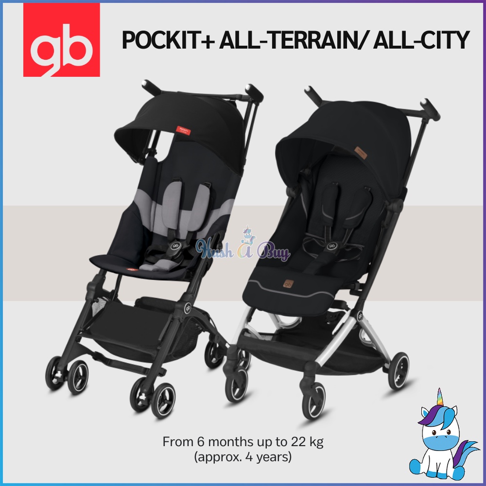 GB Stroller Pockit+All Terrain (Velvet Black) / +All City (Velvet Black)  from [6 Months up to 22 Kg], HUSHABUY