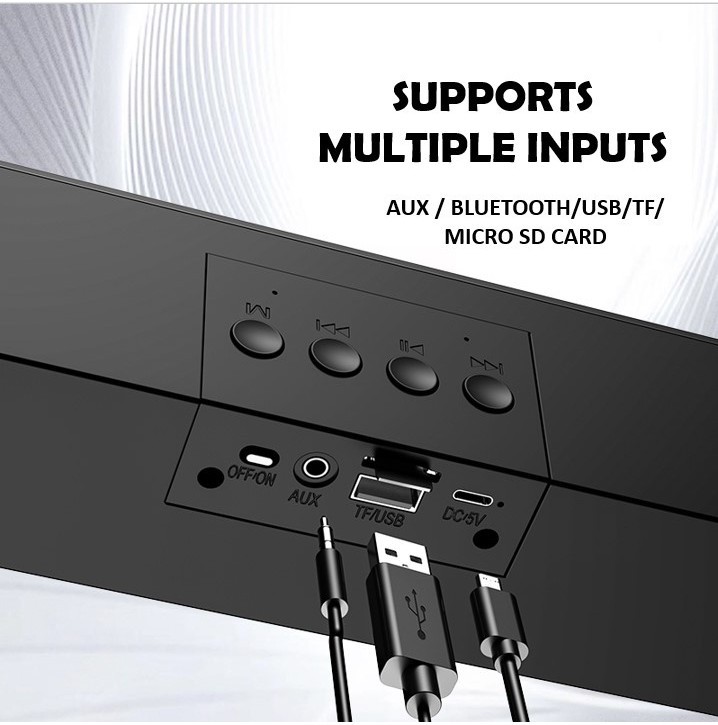 SADA Computer Speaker S-96 USB Wired Bar Stereo Subwoofer Music Player ...