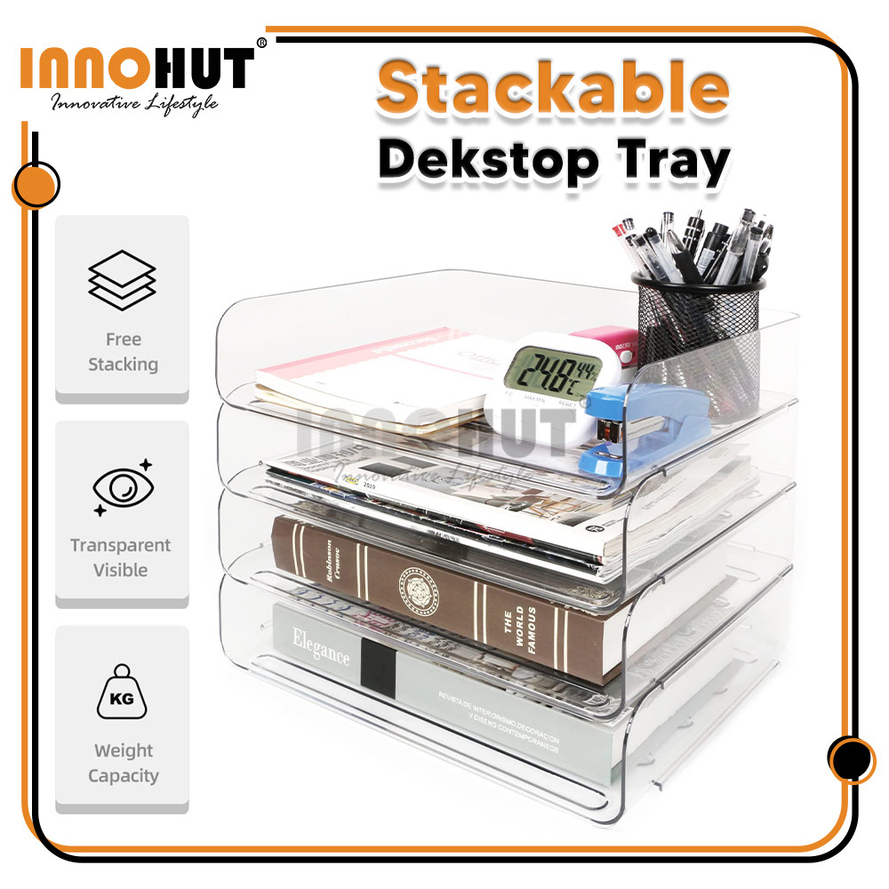 Innohut Stackable Transparent Document Rack File Document Letter Paper ...