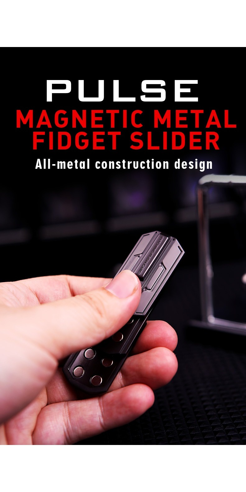 Fingertip Fidget Toys Luminous Slider Magnetic Haptic EDC Clicker Metal ...