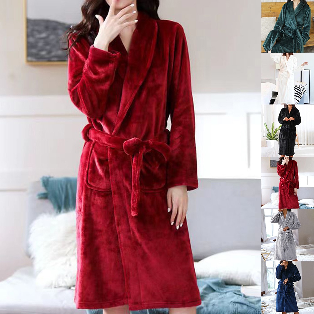 ⚡Clothes 1⚡Warm Women Autumn Winter Couple Gown Men Flannel Bathrobe