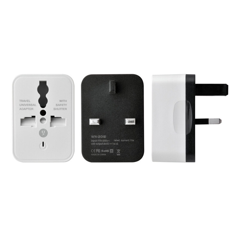 UK Plug Adapter with Dual USB 5V 2A/1A Multifunction 10A Universal To ...