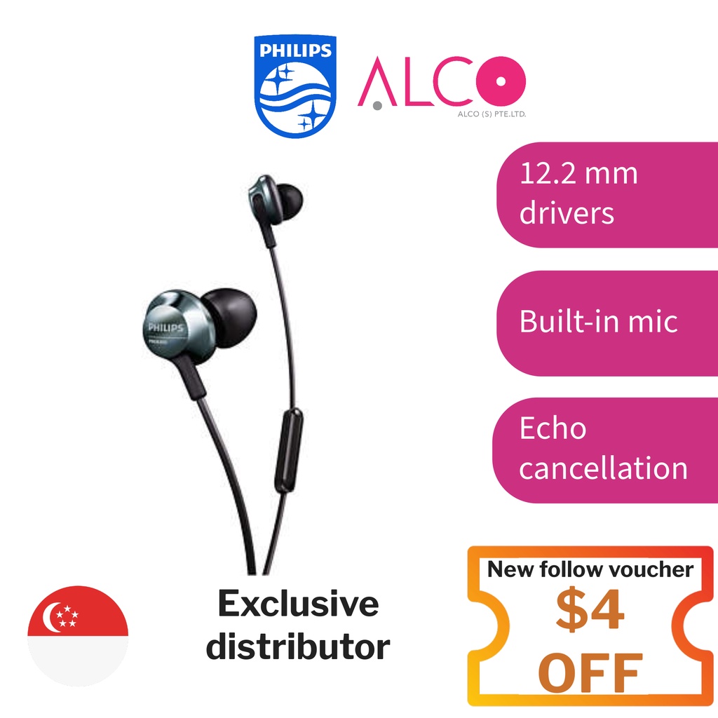 Philips PRO6305 Inear headphones with mic 12.2mm driver clear audio