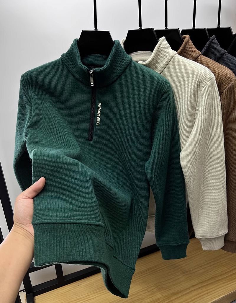 Zipper Collar Sweater Men's Thickened Long-sleeved Sweater main image 1
