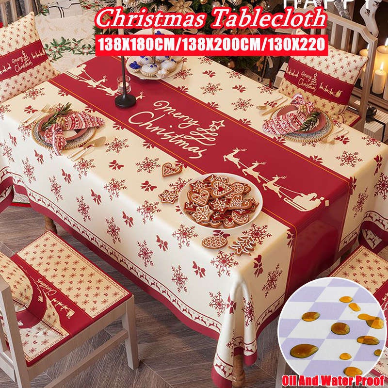 Christmas Tablecloth (138x220cm) Oilproof Waterproof Table Cloth PVC