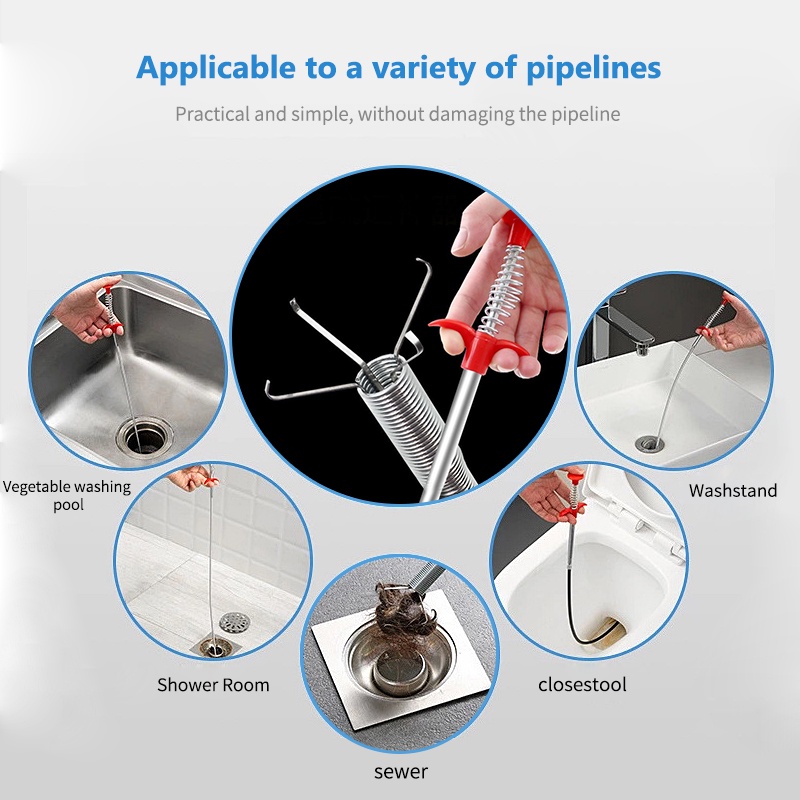 60/85cm Spring Tube Flexible Sink Sewage Extractor Claw Pick Up ...