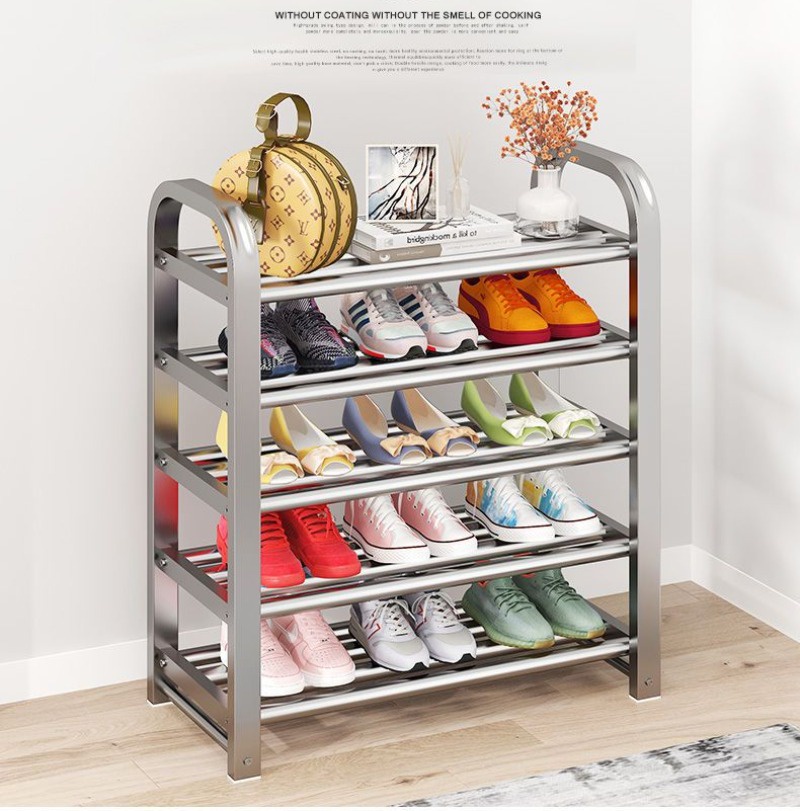 Stainless Steel Shelf Multi-Layer Assembly Simple Shoe Rack Living Room ...