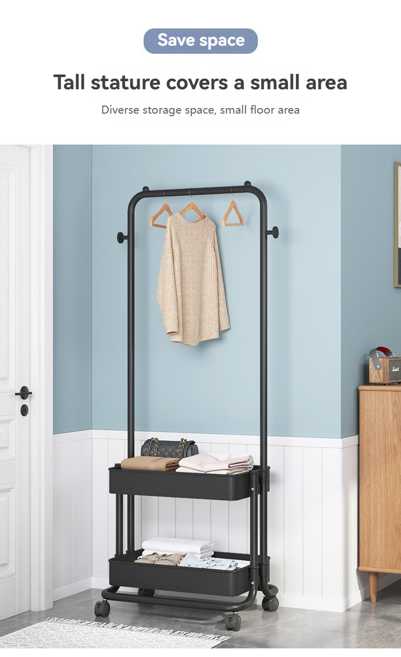 Clothes Rack with Wheels Clothes Rack Set Bedroom Heavy-Duty Coat Stand ...